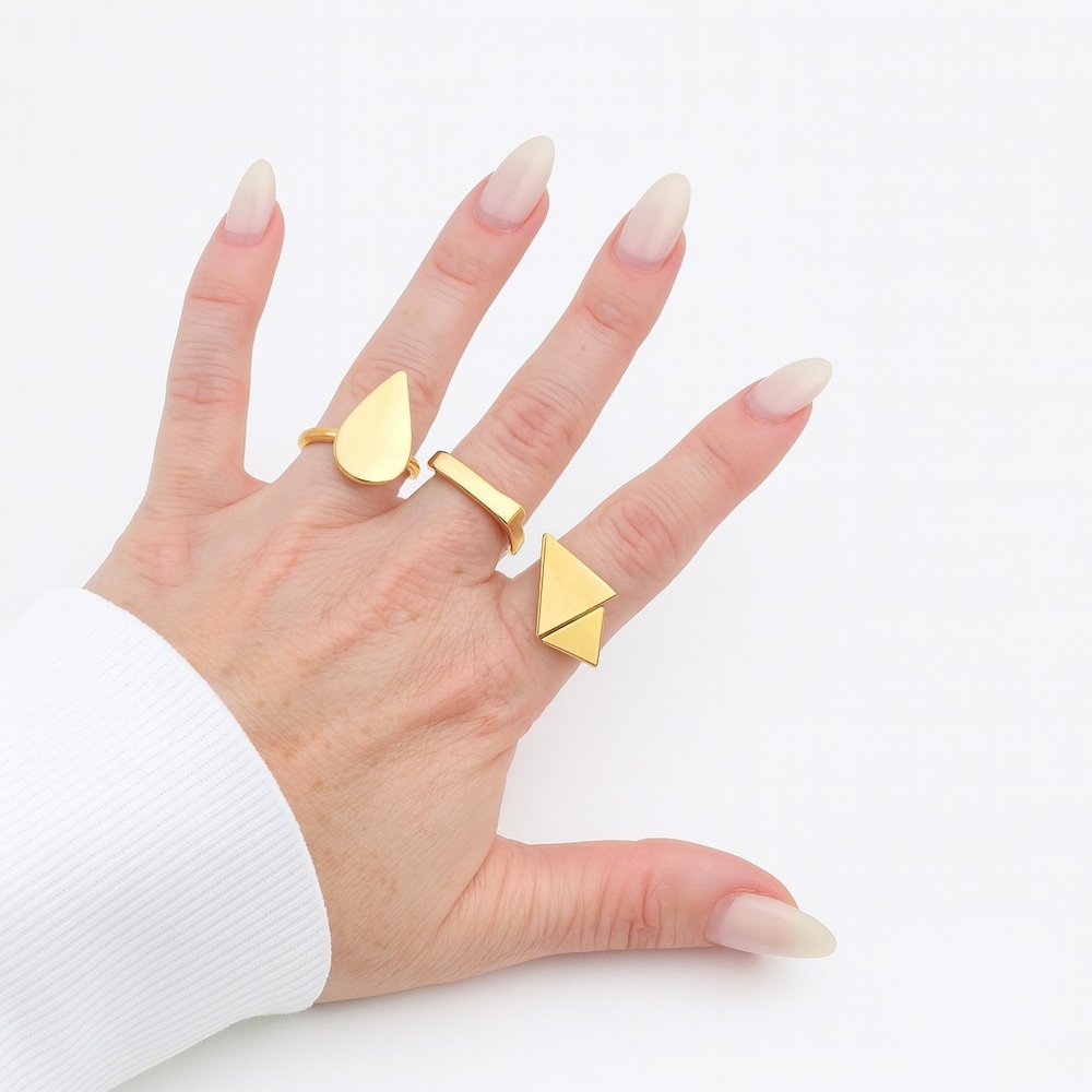Goldfilled Geometric Ring Set – Modern Minimalist Rings